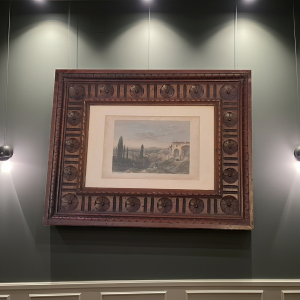 Antica incisione originale con cornice intagliata 1840