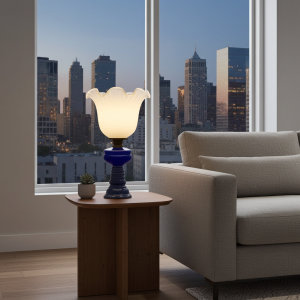 Lampada in vetro nei toni del blu