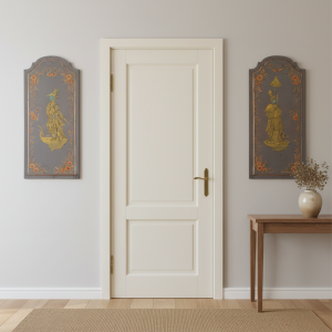 Coppia di dipinti su legno