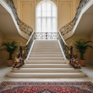 Coppia di sfingi in bronzo fuso finitura dorata