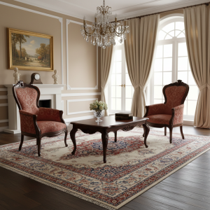 Coppia poltrone stile Luigi Filippo rivestimento tessuto damascato