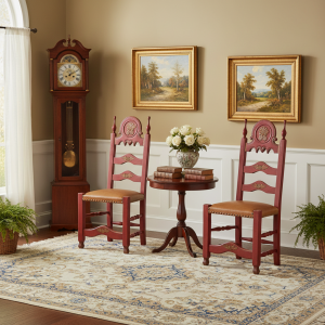 Set due sedie in legno intarsiato