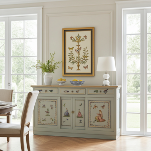 Holz-Sideboard mit Blattgoldverzierungen