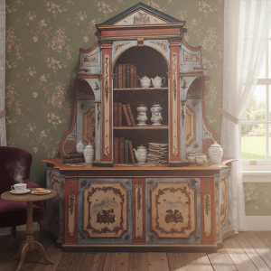Painted bookcase cupboard made from a confessional