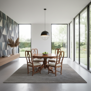 Tavolo rotondo con quattro sedie