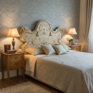 Hand-painted double bed headboard