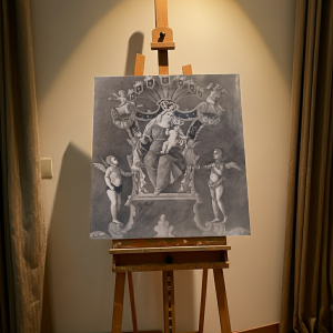 Dipinto Madonna con Bambino in trono