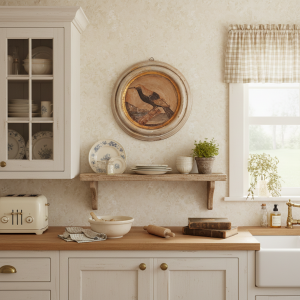 Piatto in legno antico dipinto su formella