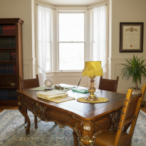 Scrivania in legno di noce intagliato