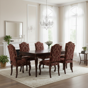 Set di Sedie Fratine Vintage in Stile Luigi XIV con Tessuto Damascato