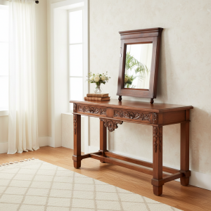 Late 800th century mirror with wooden frame and onion-shaped feet