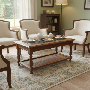 Tavolino da salotto piano in vetro in stile classico