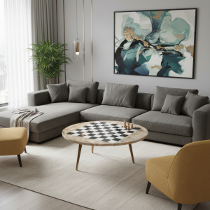 Top scacchiera rotonda pietra dura