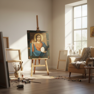 Dipinto classico Cristo a mezzo busto