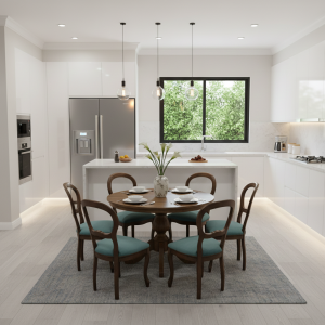 Tavolo rotondo con sei sedie
