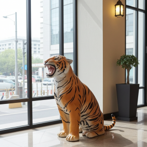 Tigre dipinta a mano grande statua vintage ceramica italiana