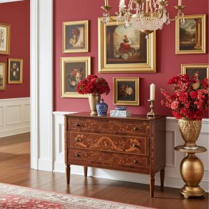 Comò cassettone credenza intarsiata Stile Luigi XVI